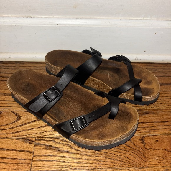 Birkenstock Shoes - Birkenstock Mayari Black Birko-Flor Toe Loop Sandals Womens 40 L9 M7